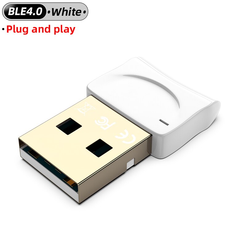 USB Bluetooth Adapter Dongle Adaptator 4.0 for PC Computer Wireless Mouse Keyboard Aux Audio Bluetooth Receiver Transmitter BLE: white