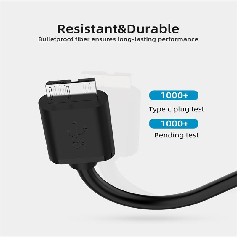 Type-c til usb-b kabel han til micro b han 0.5m/1m stik usb 3.0 data ladekabel til harddisk computer smartphone