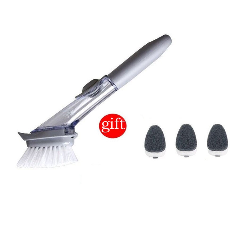 Dish-washing brush sponge long handle Automatically add detergent pot-washing brush multifunction degreasing kitchen accessories: 4