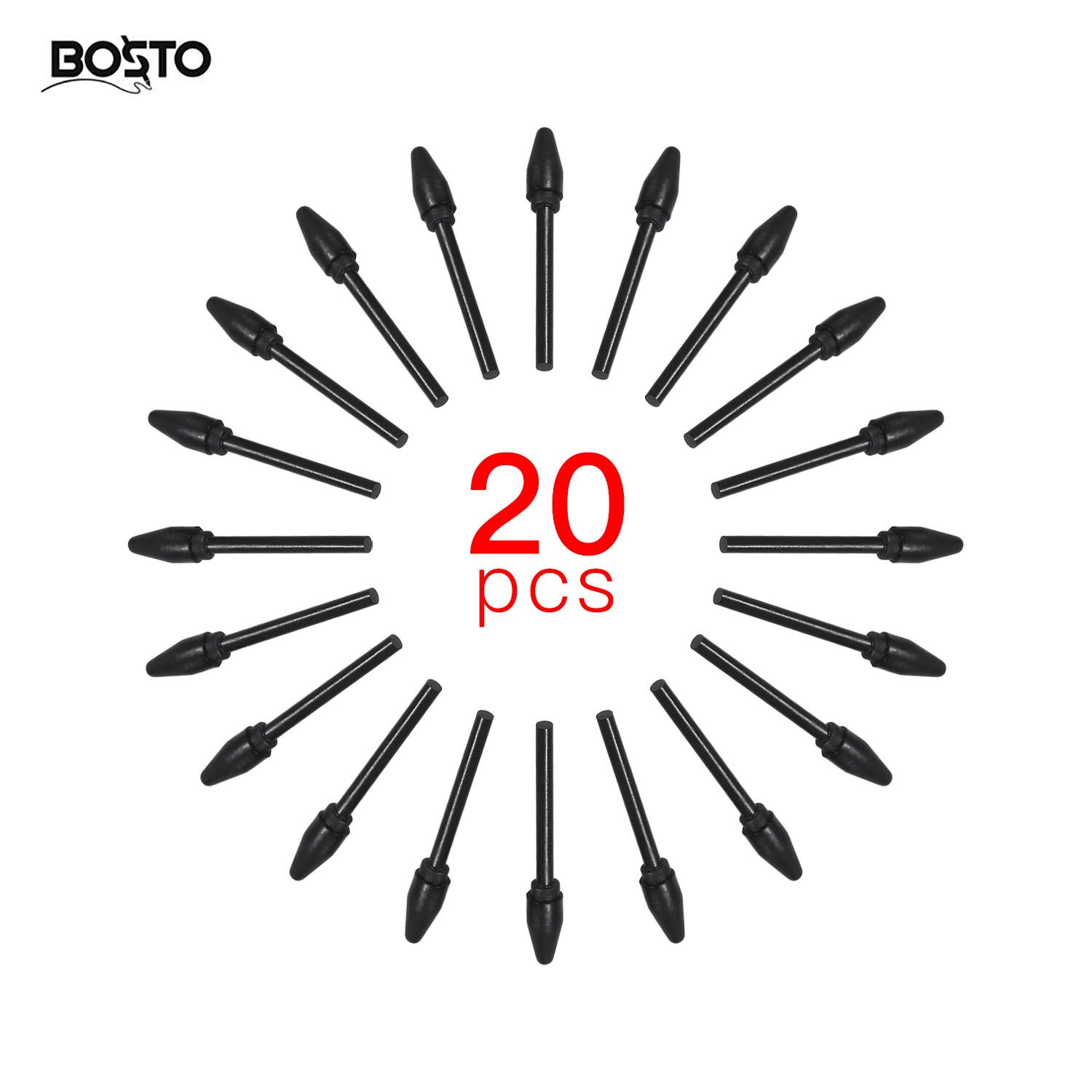 BOSTO 20pcs Replacement Nibs Pen Tips for Bosto 16HD Compatible with All BOSTO Graphic Monitor Drawing Tablet Stylus Black