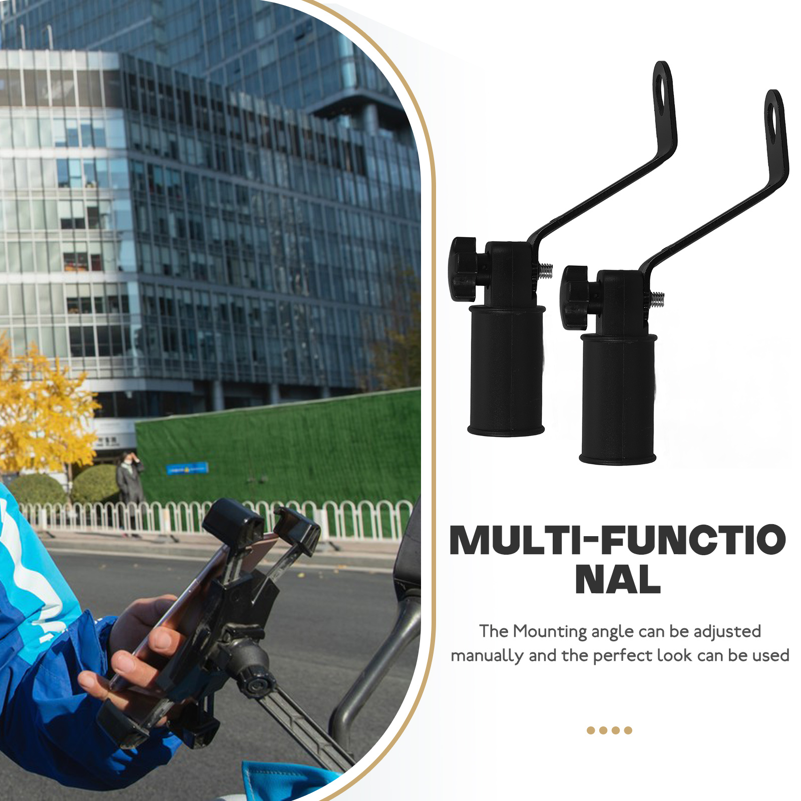 2 pçs motocicleta espelho retrovisor suporte adaptador guiador preto suporte do telefone homem