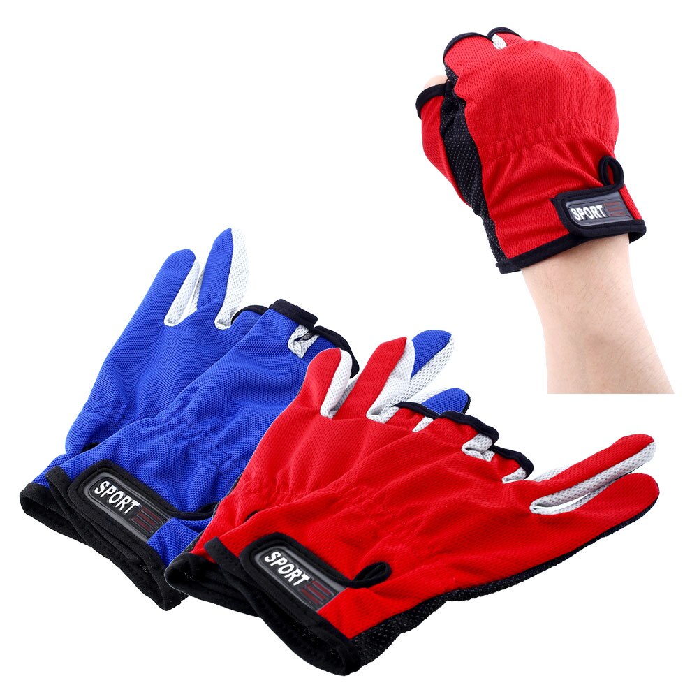 1 Pair ANTI-SLIP 3 Low Fingers Cut Fishing Gloves Gear Skidproof Protect