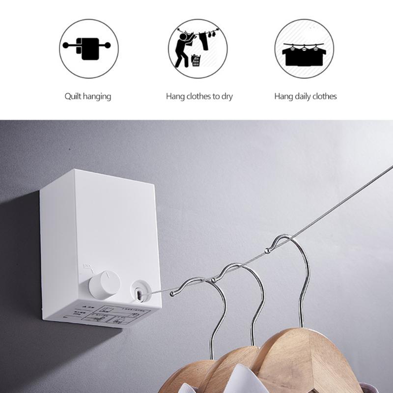 Retractable Clothesline Indoor Outdoor Clothes Drying Rack Wall Mounted Laundry Dryer Hanger Bathroom Invisible Clothes Line