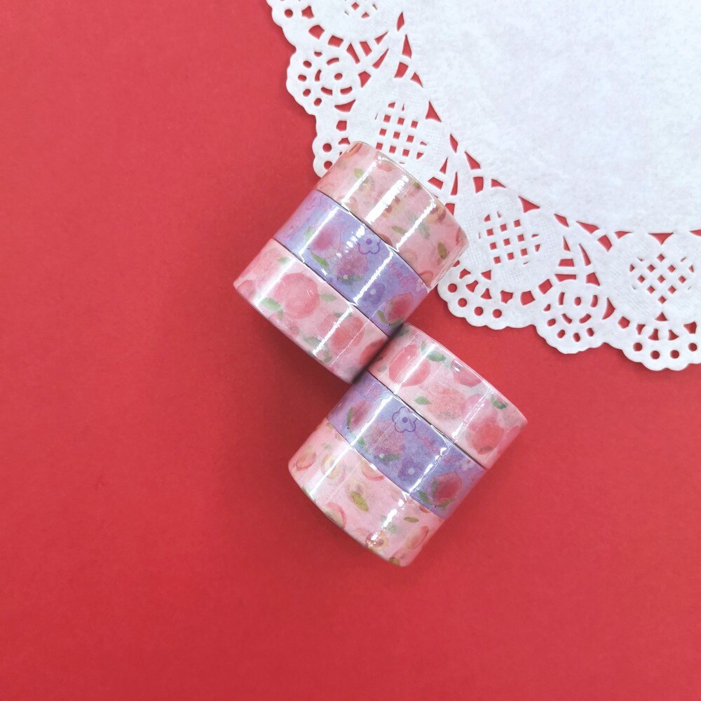 3 Stks/set Geur Washi Tape Set Perzik Leuke Zoete Meisje Scrapbooking Fruit Thema Afplakband Diy Adhesive Deco tape