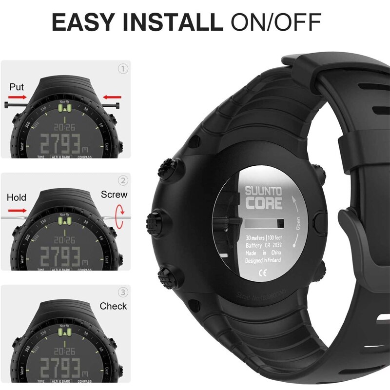 Yayuu Horloge Band Voor Suunto Core Zachte Siliconen Vervanging Pols Sport Bands Met Metalen Sluiting Voor Suunto Core Smartwatch