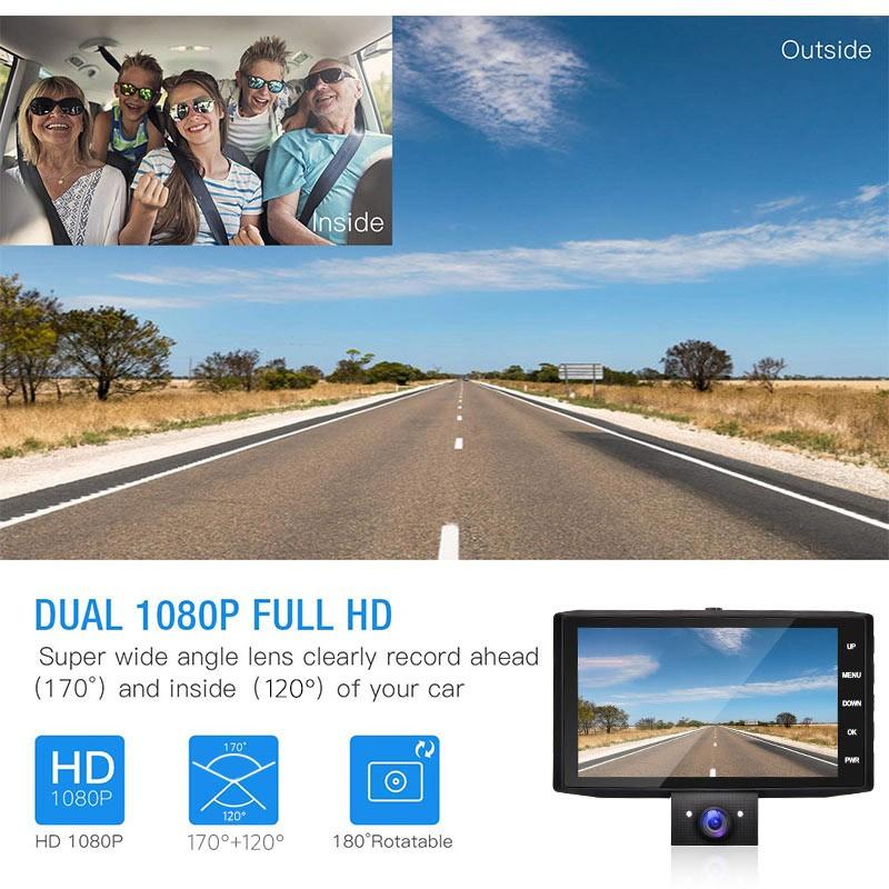 Car DVR 3 in 1 Dvr dash Camera Car video surveillance Auto Video Recorder Registrator 2 Cameras 170 Wide Angle Dash Cam