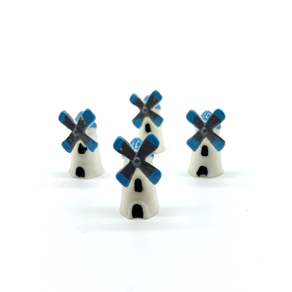 4PCS Mini Cute House Model Miniature Fairy Garden Decor Windmill Castle Church Photography Props DIY Accessories: 4PCS Windmill