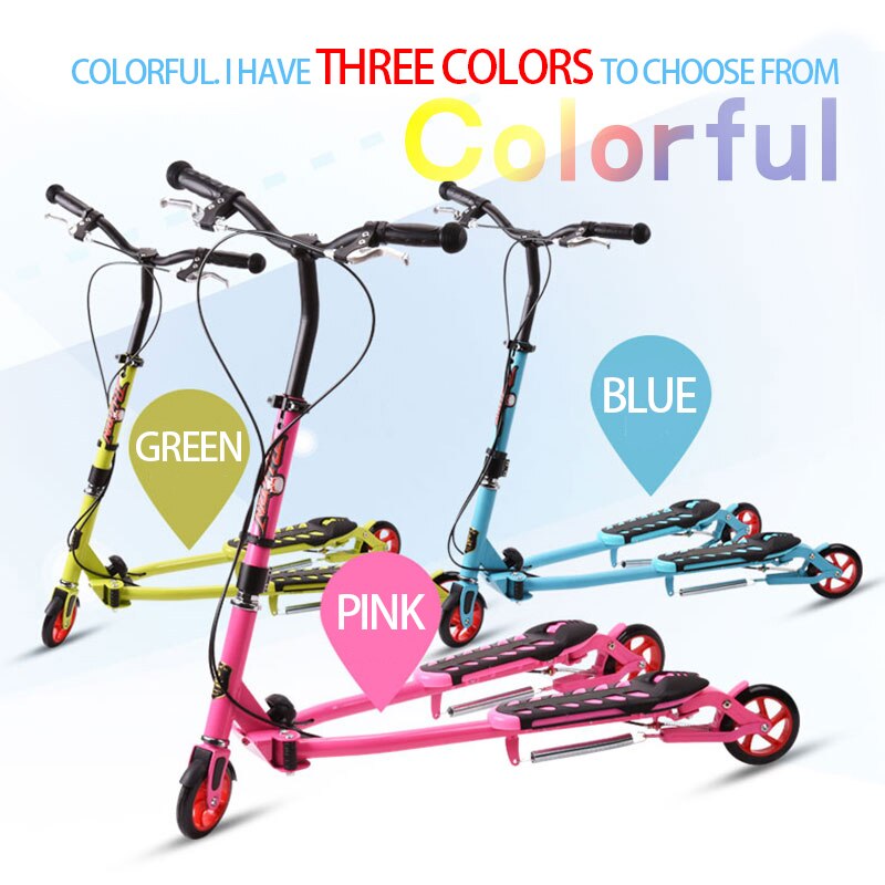 RF-101-patinete portátil para niños, Scooter de doble Pedal, tijeras de tres ruedas, poste, ajuste de 3 engranajes