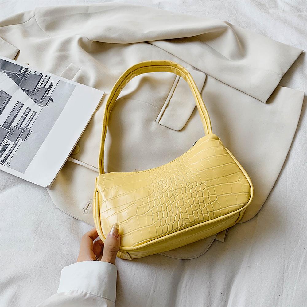 Bolso Casual de cuero PU con correa, bolso para mujer, cadena, tipo bandolera bolso de hombro, Popular, Simple, bolso de diario para mujer,: Amarillo