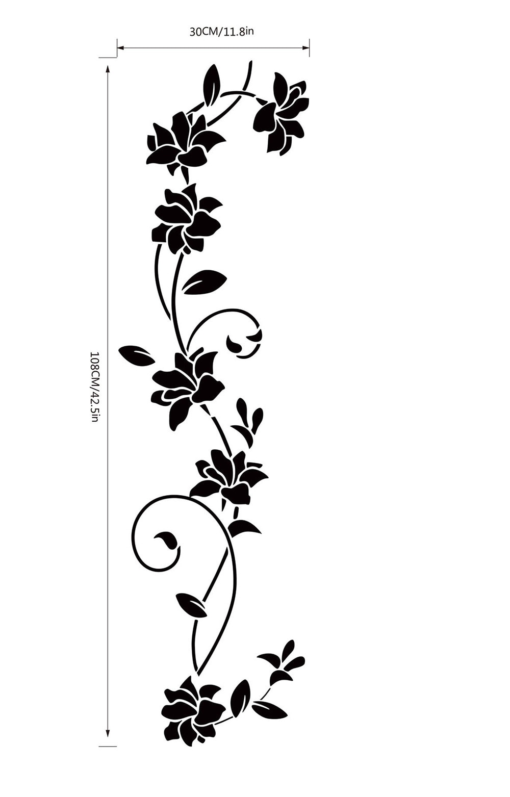 DIY Wall Sticker Closet Beatiful Flower Vine Decals Black Mural Removable Vinyl Art Home Decor Flowers Bedroom