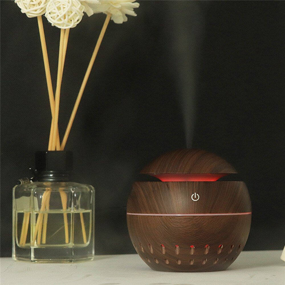 130ml usb parfume hul bambus træ korn bil hjemme elektrisk befugtning ultralyd luft aromaterapi diffuser æterisk olie