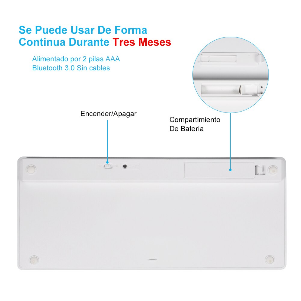 78-key Spanish Keyboard Bluetooth Ultra Slim Keyboard for Windows 2000, NT, XP, Vista, Mac iOS