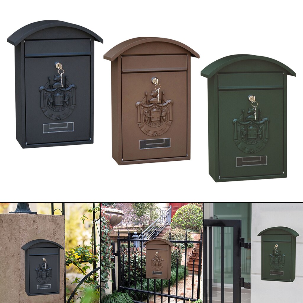 Metalen Mailbox Wall Mount Mail Veilige Vergrendeling Mail Box 10X4X14 ''Gate Decoratieve Veilige Brievenbus Tijdschriften storage Case