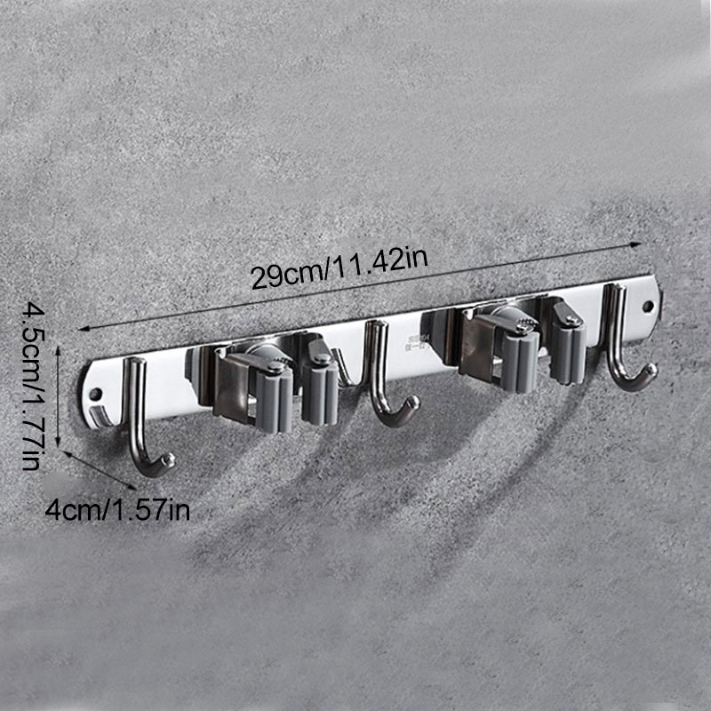 Stainless Steel Mop Holder Wall Hook Punch-free Strong Glue Wall Mounted Mop Organizer Holder Brush Broom Hanger: HG-E52303