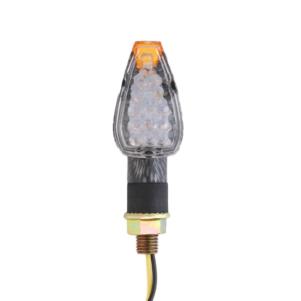 Indicador de señal de giro Universal para motocicleta, luz ámbar, flexible, lámparas irrompibles, color negro, 12V, 2 piezas, 14 LED,