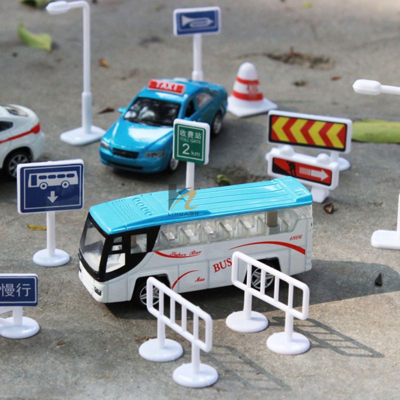 56 Pcs/Set DIY Model Scene Toy Road Sign Traffic Sign