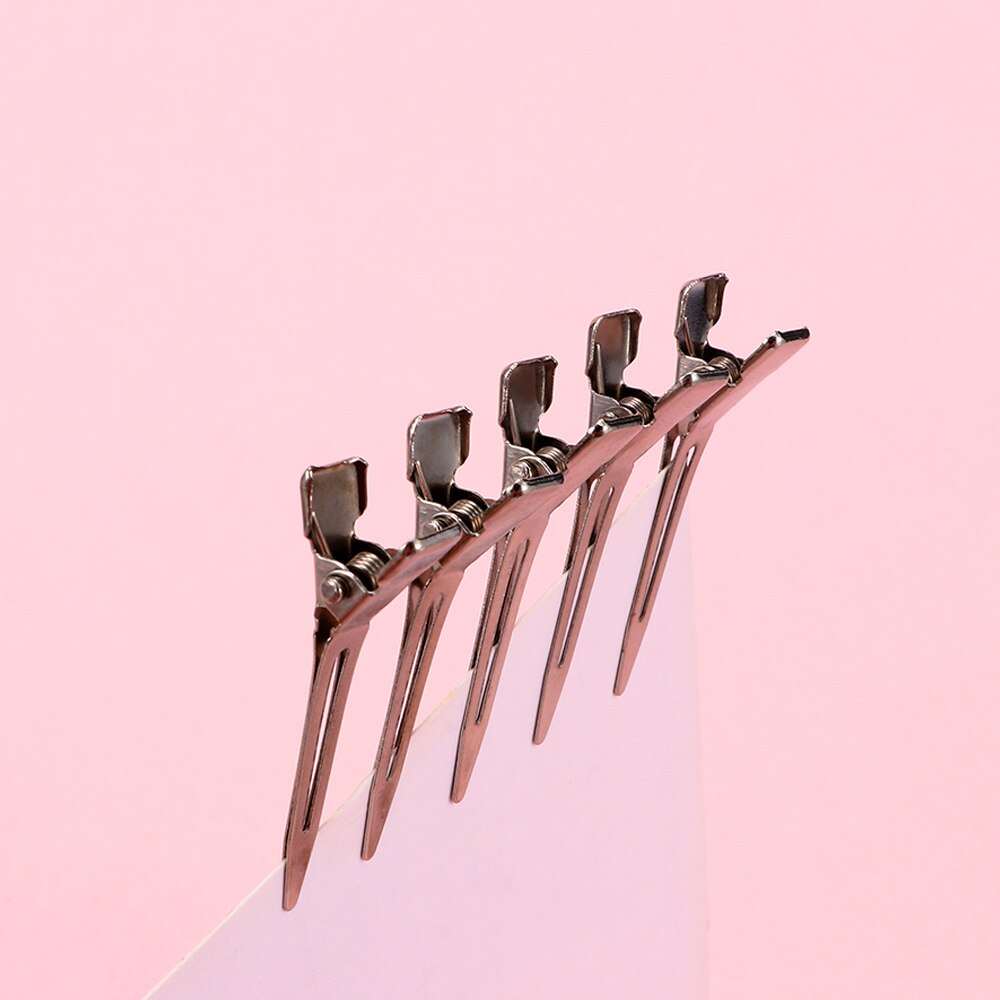 50 Pcs Metal Silver Flat Base Duck Mouth Ultra-thin Hair Clips Hairdressing Hair Styling Cutting Partition Auxiliary Hair Clip