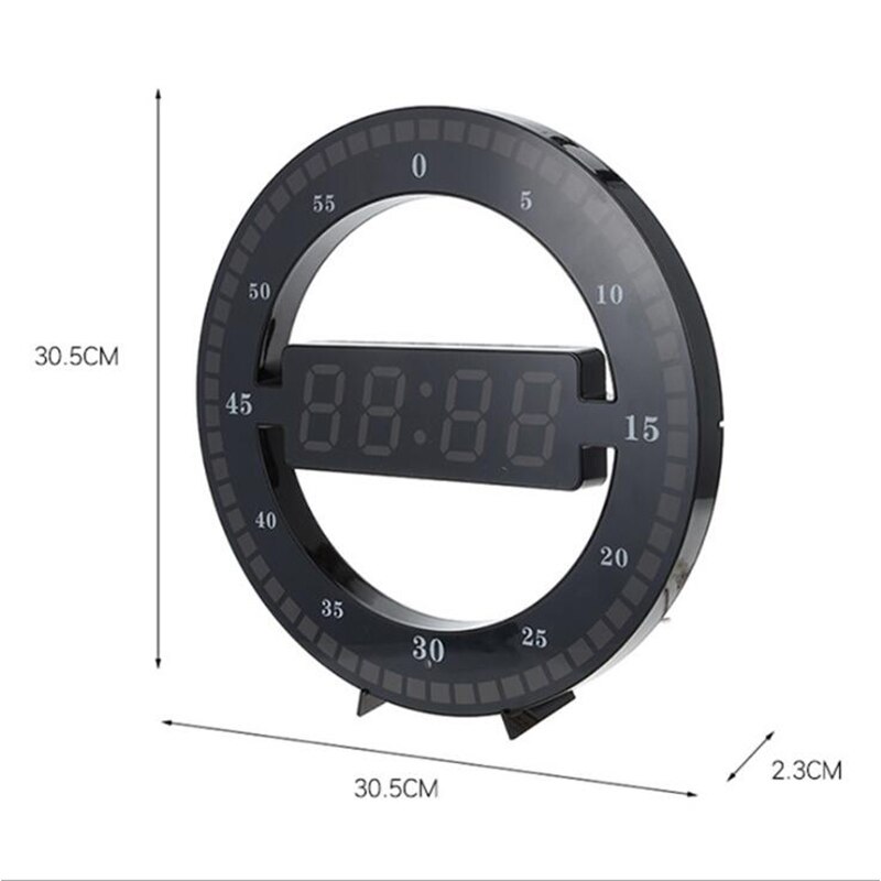 3D LED Digital Wall Clock Electronic Night Glow Round Wall Clocks Automatically Adjust Brightness Desktop Clock EU Plug