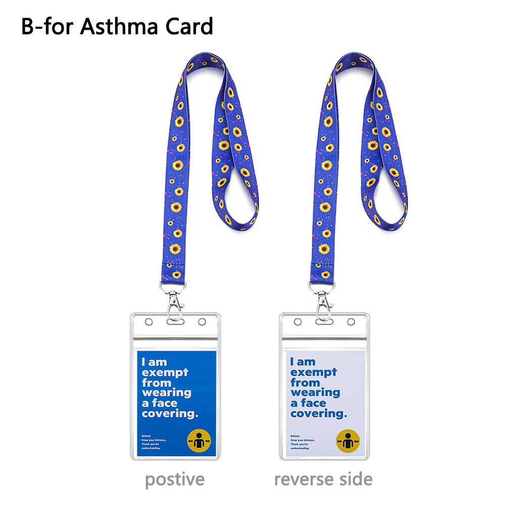 1 Set Lanyard + Mask Exemption Card Waterproof Durable Safe PVC Material ID Card or Keys Hodler Hidden Disability Lanyard: B-6