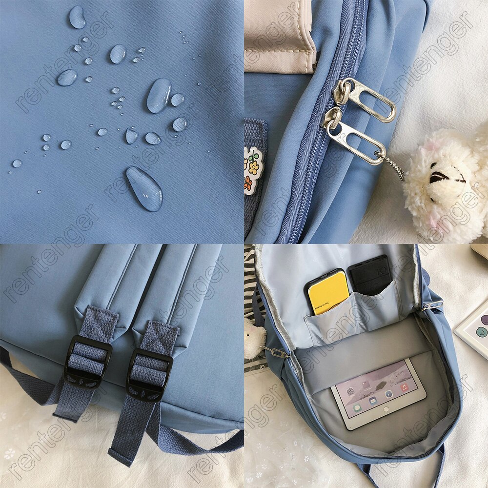 Mädchen Hochschule Schüler Nette Rucksack Harajuku Buch Schule Tasche Abzeichen Dame Kawaii Rucksack Wasserdicht Nylon Frauen Tasche Weibliche