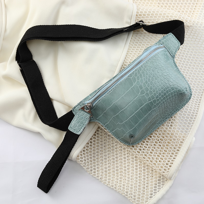 Crowdale kvinnor väska krokodil multicolor messenger bröstväska clutch kvinnlig pu läder handväska cross body väska: Himmelsblå