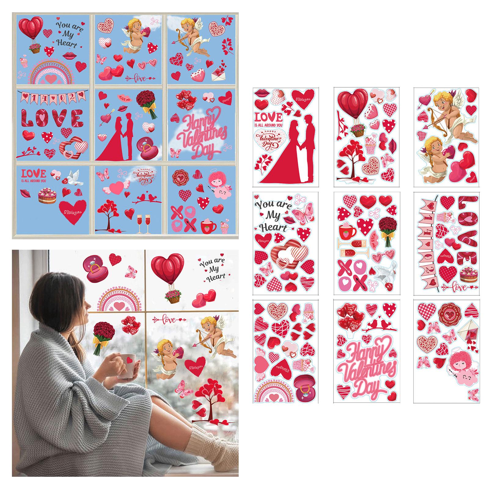 Pvc Valentijnsdag Raam Kleeft Stickers Hart Liefde Letters Broodjes Ects Decoraties 20X30Cm Decals