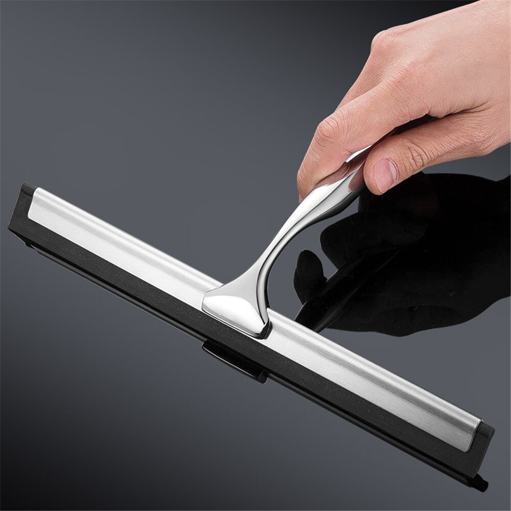 Shower Squeegee Window Wiper Stainless Steel Window Squeegee Shower Cleaner with Bathroom Mirror Cleaning Brush Glass Scraper