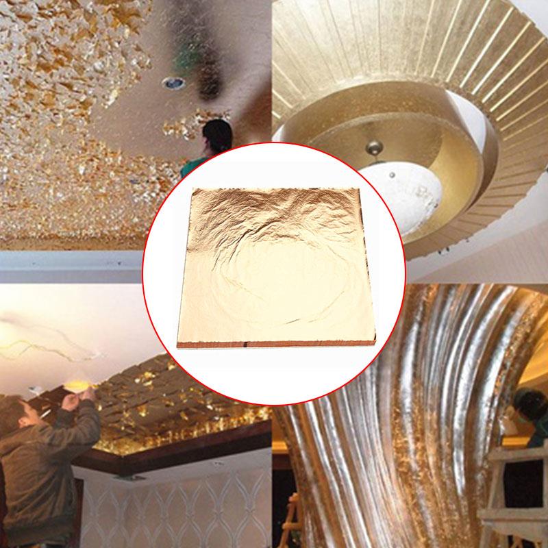 Gold Gilding Craft Paper 14*14cm Ceiling Home Decoration Gold Foil Paper 100 Sheets Imitation Frame Wall Decor