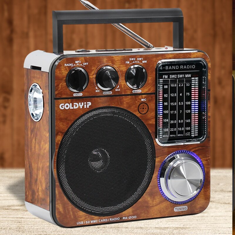 Semiconductor Radio Full Band Old Person Plug Card Speaker Charging Plug Portable with Flashlight Retro Desktop Portable Radio