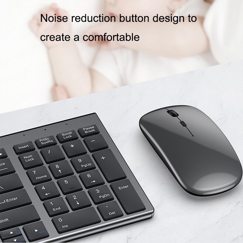 Keyboard and Mouse Set Bluetooth-compatible Slim Rechargeable USB Keyboard Mouse Combo for iPad Mac Android PC Laptop All-in-one