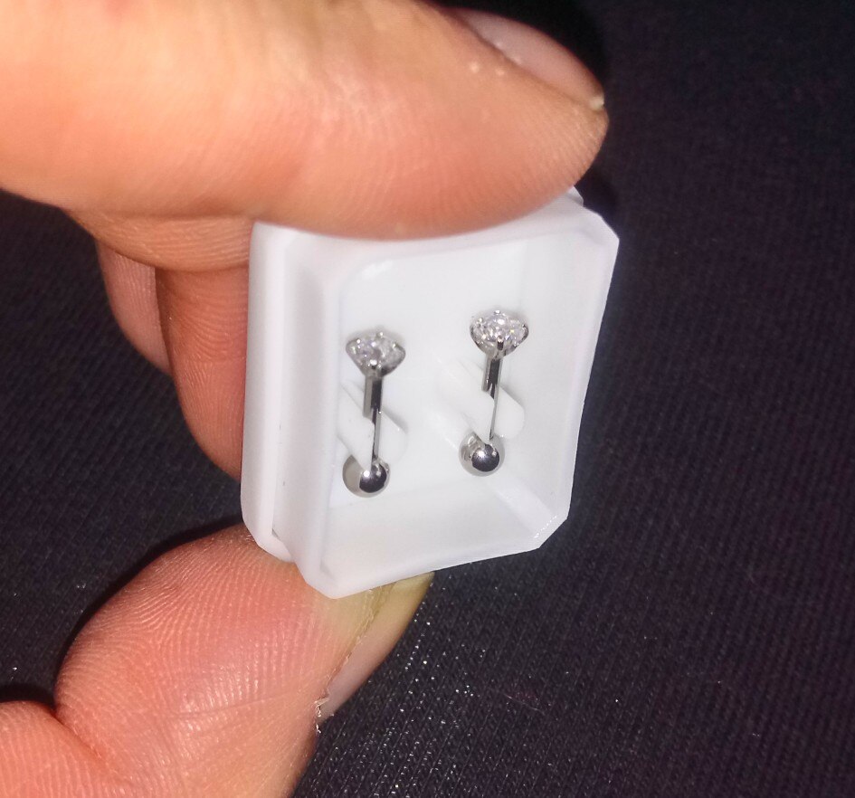 Starbeauty 1,2*6 + 3/4/5/6mm redondo zirconia Lobe Conch superior cartílago Stud pendiente Tragus piercing de La Oreja Helix superior cuerpo joyería