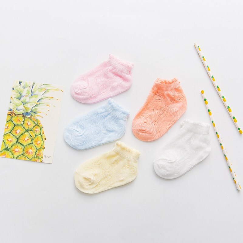 5Pairs Sokken Pack Lente Zomer Leuke Sokken Kinderen Sokken Ademend Mesh Hollow Out Korte Sokken Kinderen Jongens Meisjes Enkel sokken