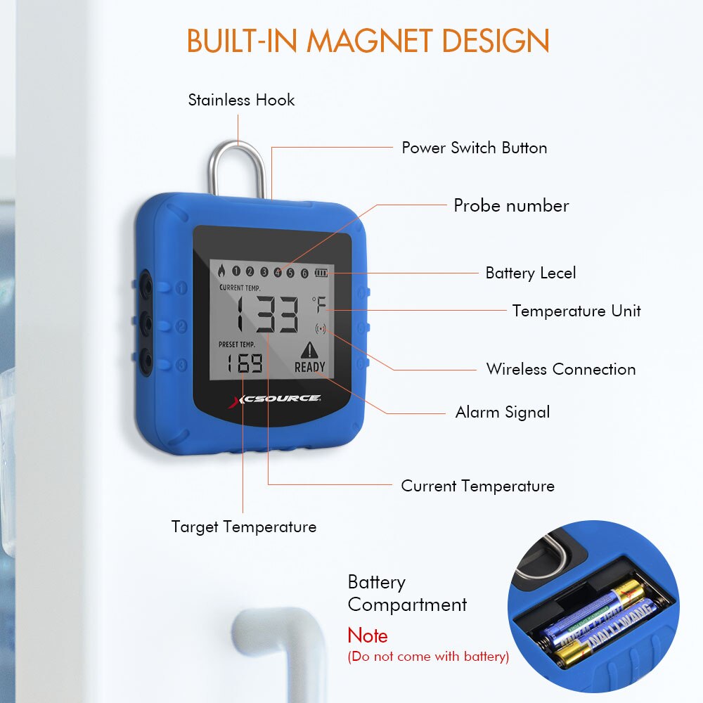senza fili barbecue Termometro di Carne accorto Bluetooth a distanza Cucina A base di Carne Forno di Cottura Temperatura tenere sotto controllo in tempo Reale Allarme App Promemoria
