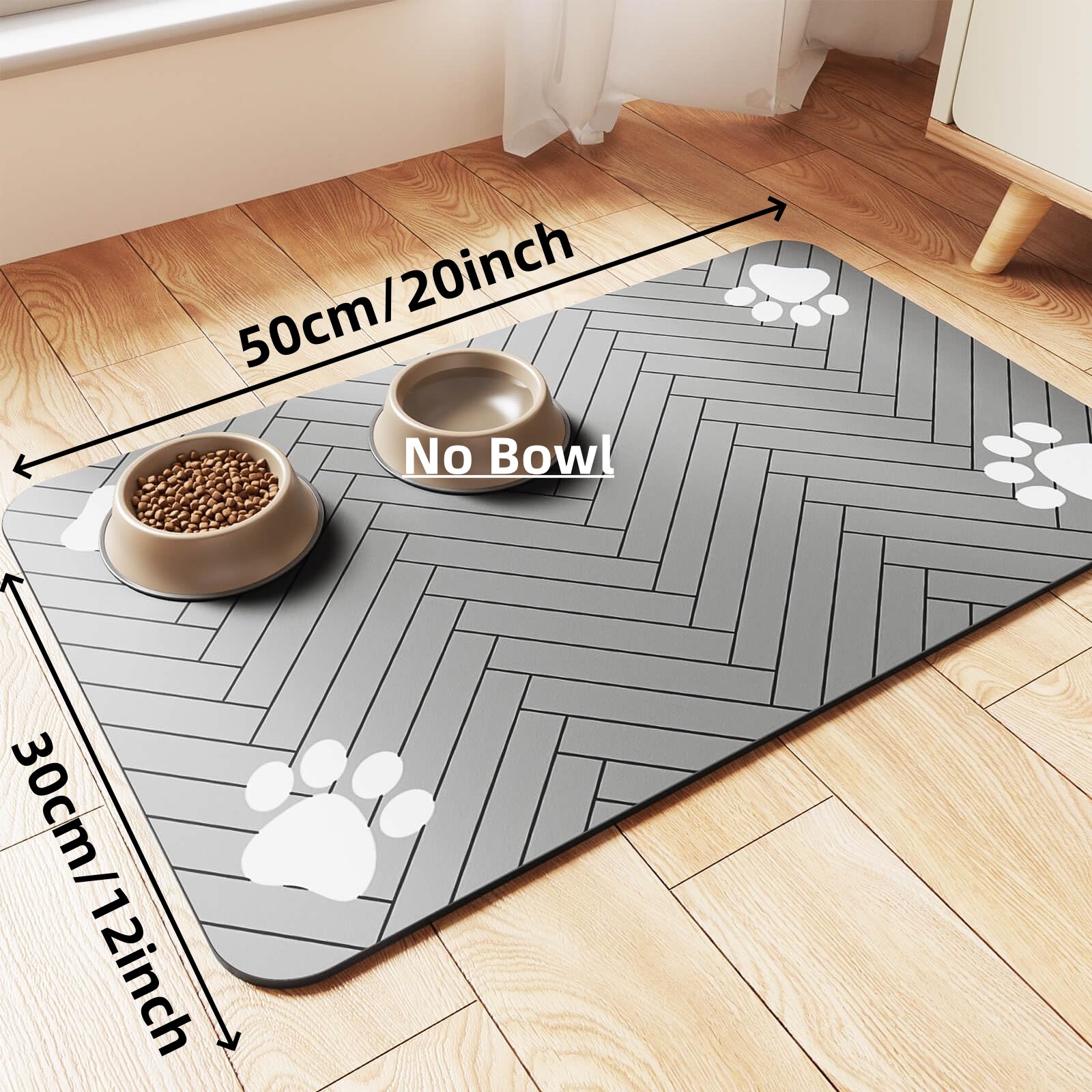 Pet Feeding Mat-Absorbent Pet Placemat for Food and Water Bowl, with Waterproof Rubber Backing, Quick Dry Water Mat for Dog Cat: GRAY