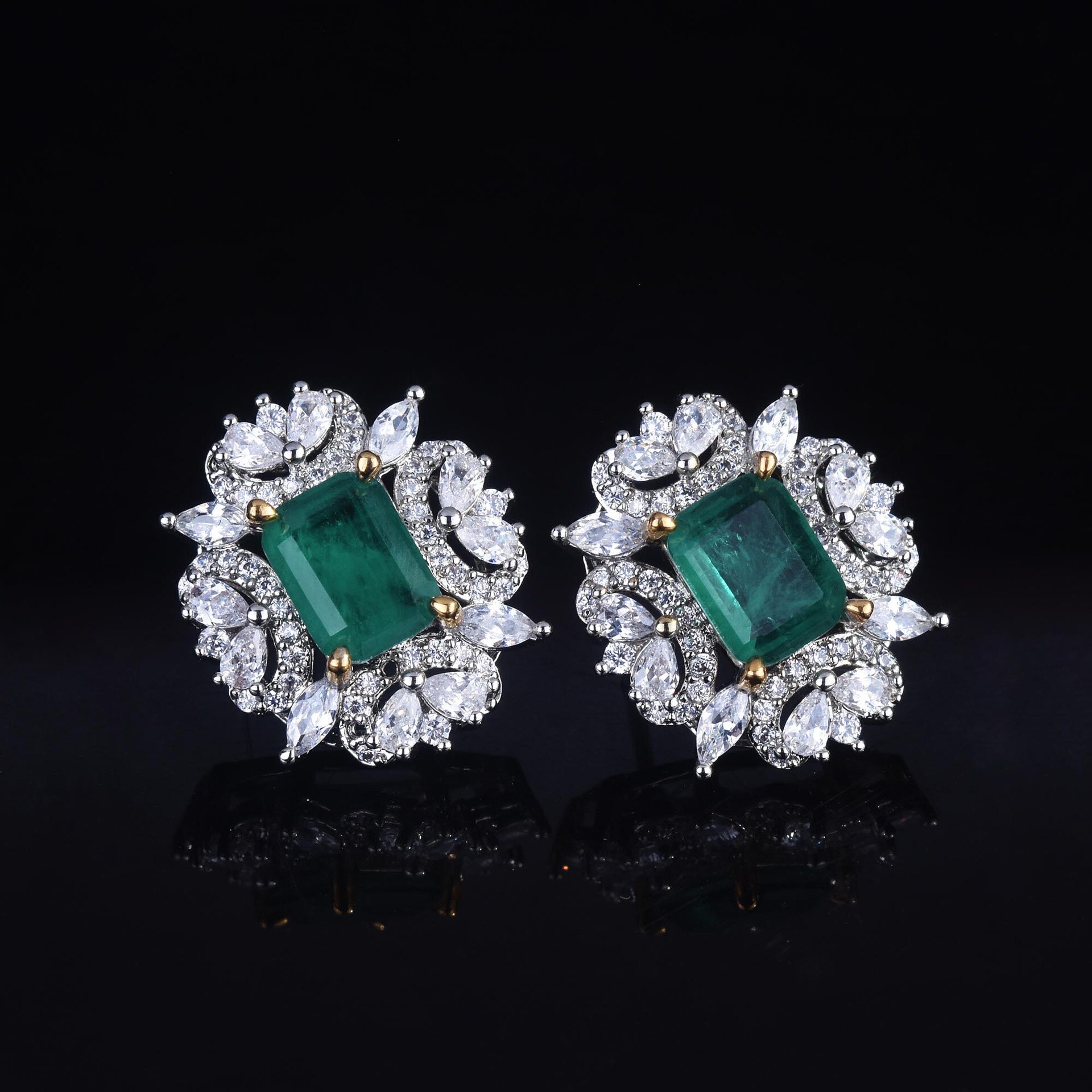 Luxus Jahrgang Silber Farbe Schmuck einstellen Platz Natur Kristall Stein Hochzeit Braut Partei Schmuck Ring/Ohrring/Halskette