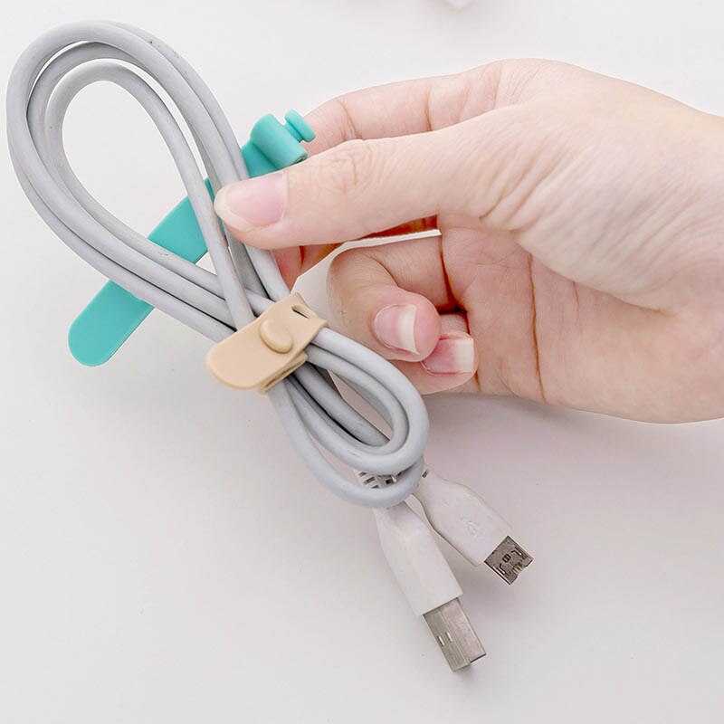 Enrollador de bobina de silicona portátil, organizador de cables, Correa multifunción, correa de tirantes para oficina, cinta de almacenamiento para auriculares, 4 Uds.