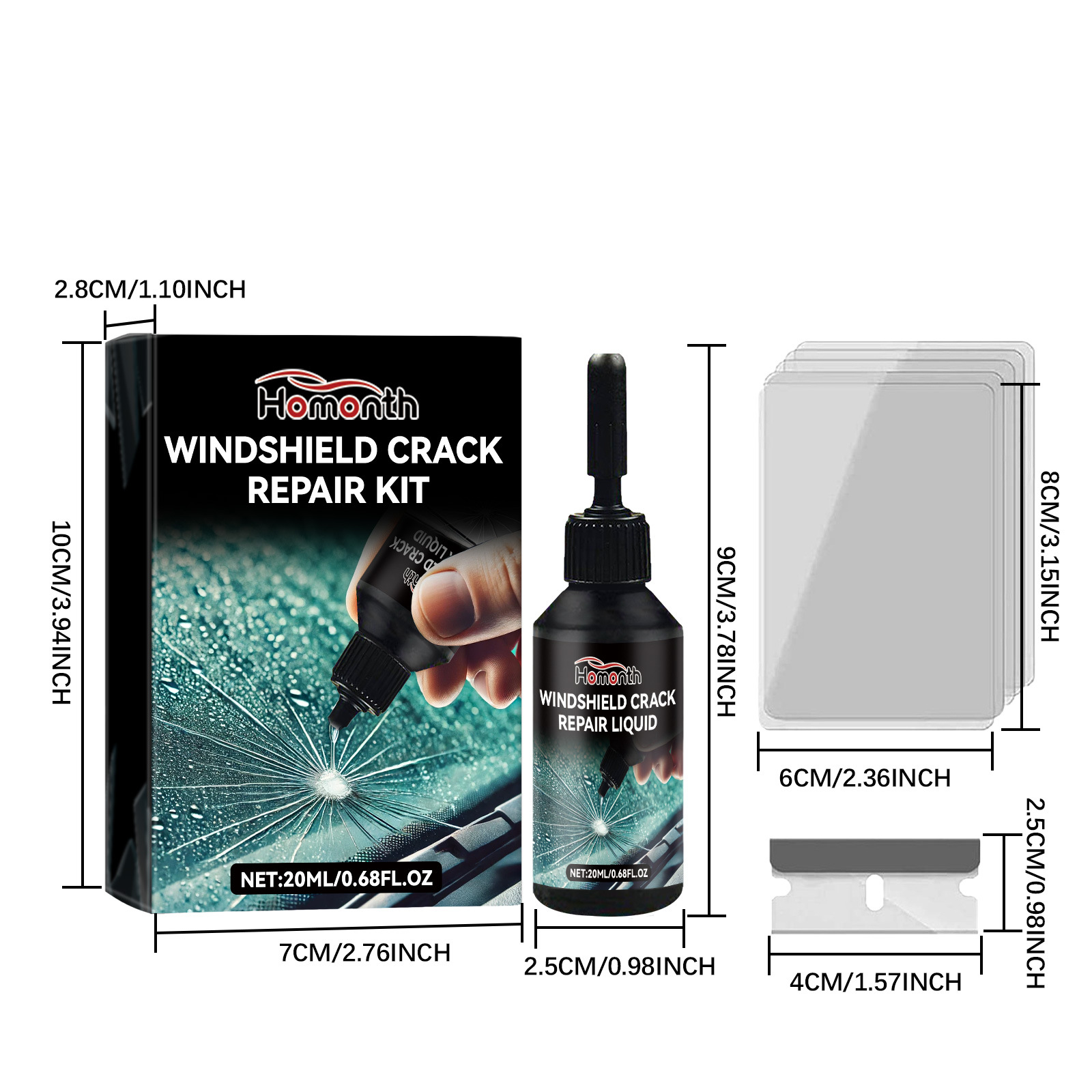 Windshield Crack Repair Kit Latest Upgraded Glass Crack Repair Kit,5MinQuick-Glass Repair Liquid Long-Lasting