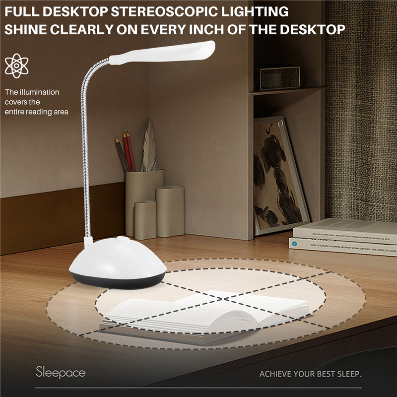 Bsevb-light led bureaulamp met 360 graden draaibare oogbescherming, leeslamp voor kinderen en studenten, led bureaulamp voor thuis, wit