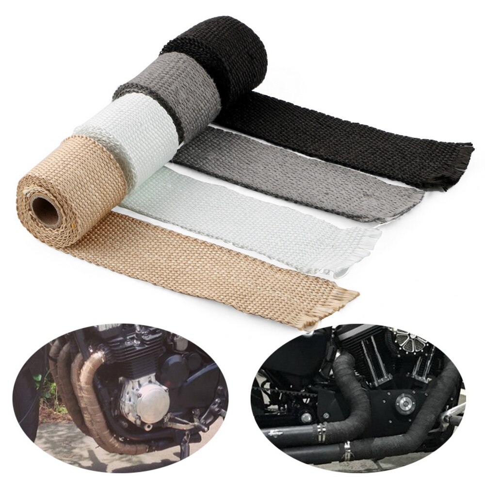 Leepee motorcykel tilbehør varmeisolerende wrap udstødning header rør tape 50mm x 1.5m isolering tape glasfiber