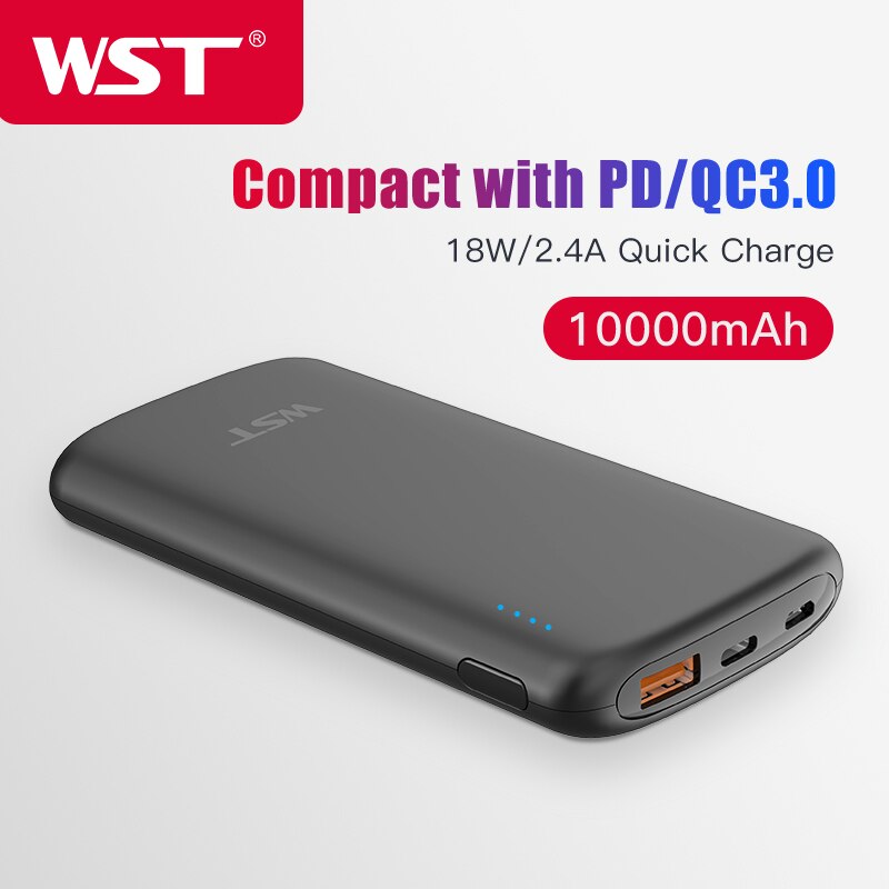 WST-Batería Externa de carga rápida, cargador tipo C PD, 10000mAh, para iPhone, Xiaomi y Samsung