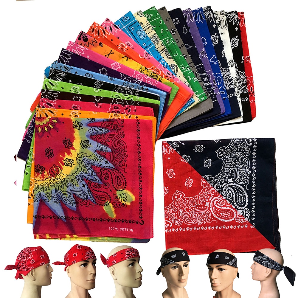 Bandana negra Unisex de mezcla de algodón estilo Hip Hop, cinta de pelo adorno de cabeza, pañuelo para cuello y muñeca, pañuelo cuadrado mágico para la cabeza