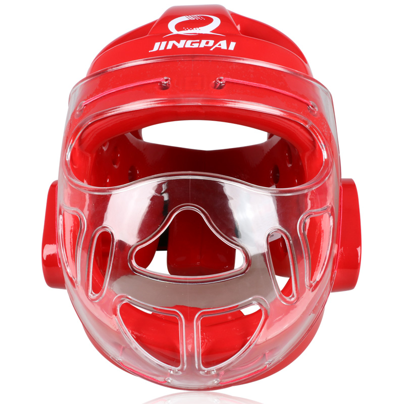 adulte enfants casque de karaté fitness taekwondo casques WTF casque protecteur avec masque facial support de protection complet: Rouge / M