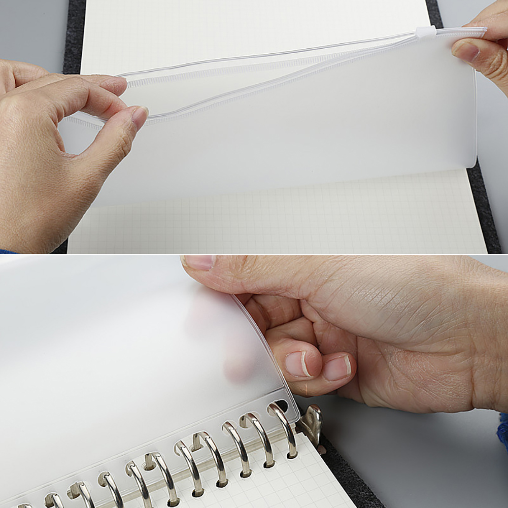 12 stk. bindelommer  a5 a6 a7 mapper til lynlås med lynlås til 6- ring notebooks transparente løse blade dokument arkivering poser