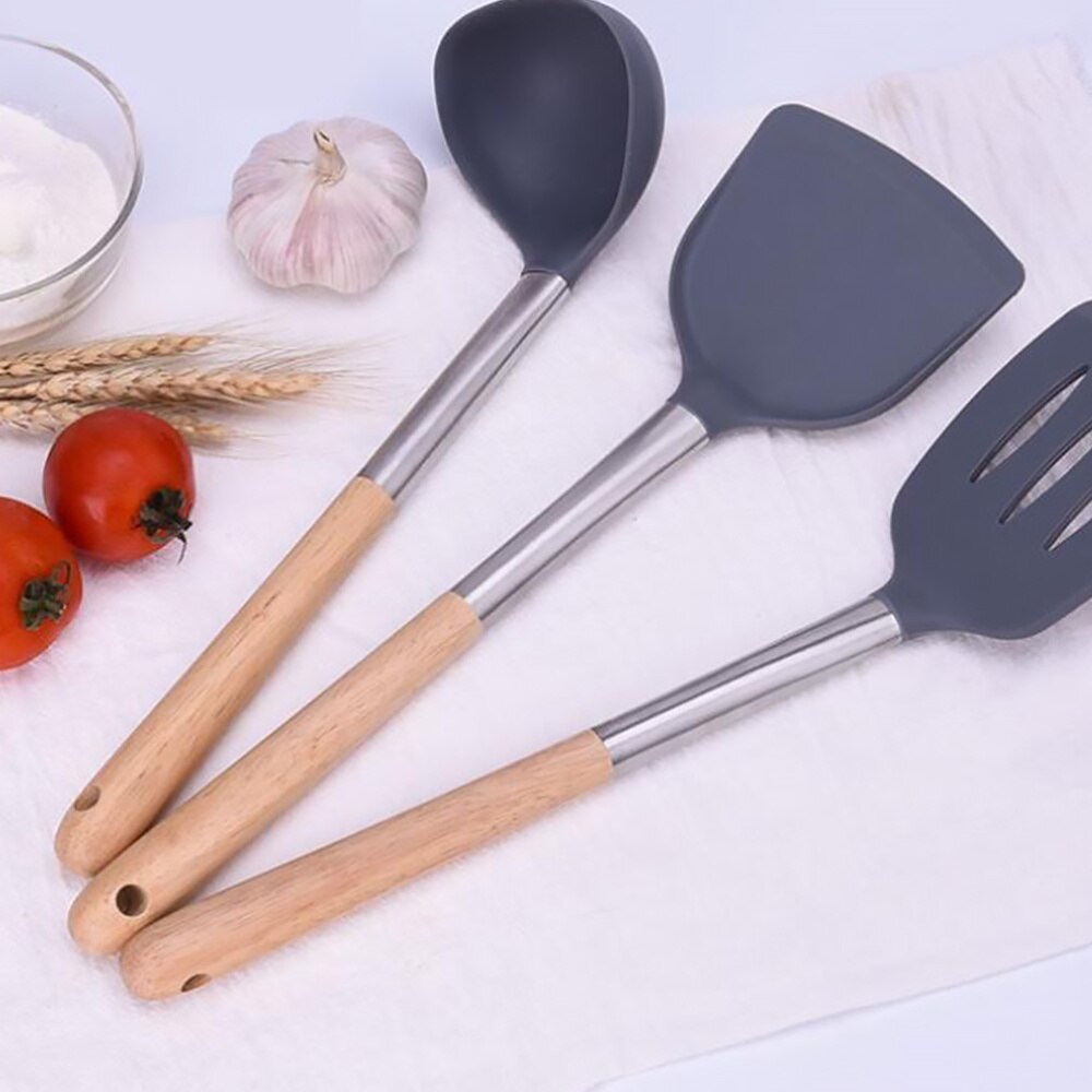 3 pièces utiles antiadhésive Silicone cuillère fendue pelle ustensiles de cuisine outils de cuisine pour Restaurant maison