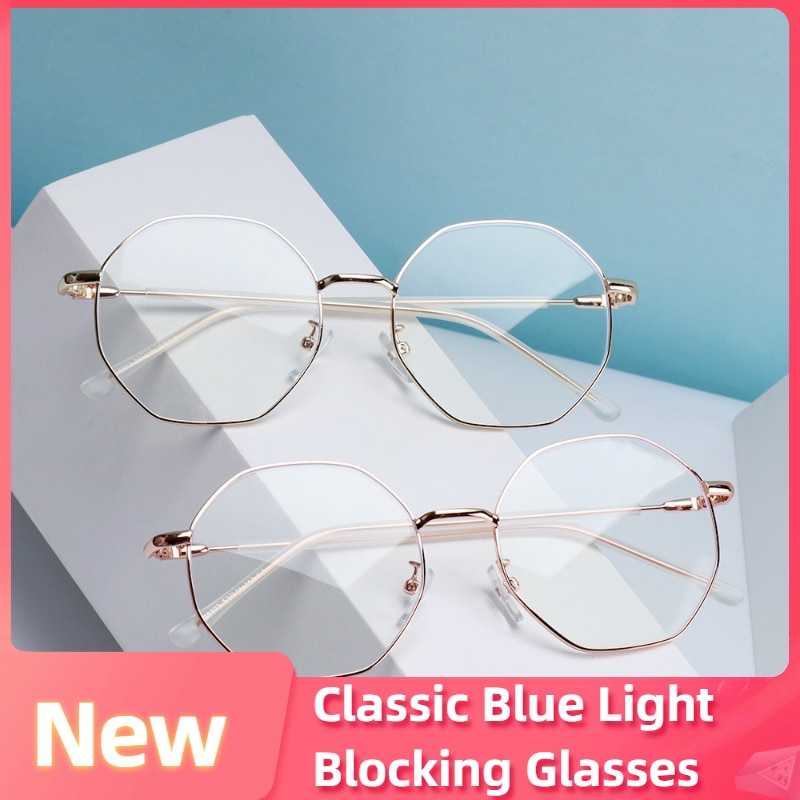 Classic Blue Light Blocking Glasses Women and Men Retro Round Metal Optical Eyeglasses Anti Eyestrain Computer Gaming Glasses