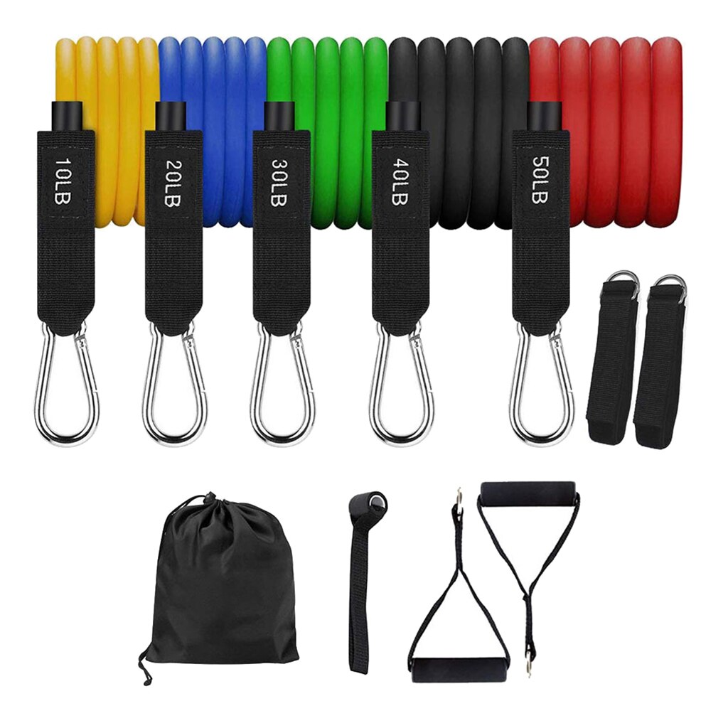 11Pcs Fitness Resistance Bands Set Women Men Gym Home Workout Tubes Gear Equip