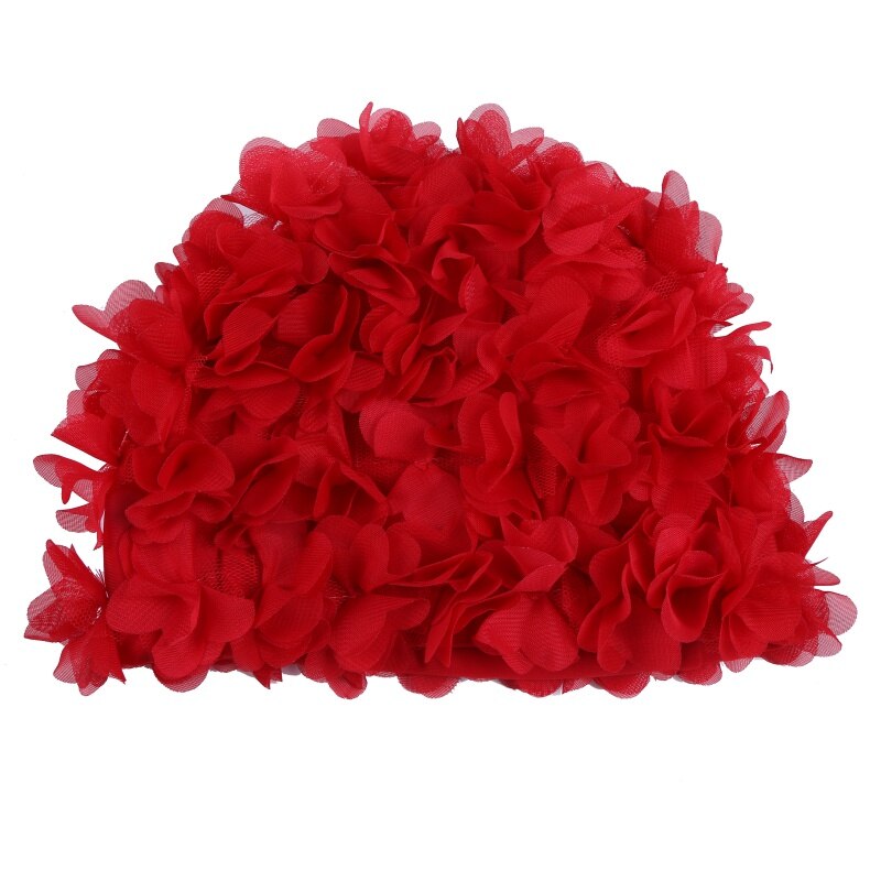 Vintage blomster damer kvinde svømmehætte kronblad retro svømmehat blomst badehætte attraktiv hat: Rød