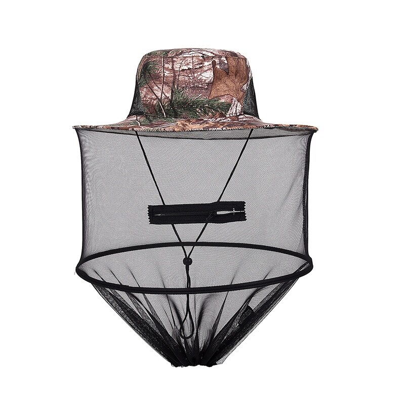 Bucket Hat With Mesh Zipper Outdoor Sunshade Cap Anti Mosquito Insect Lightweight Breathable Folding Camping Fishing Hat: T