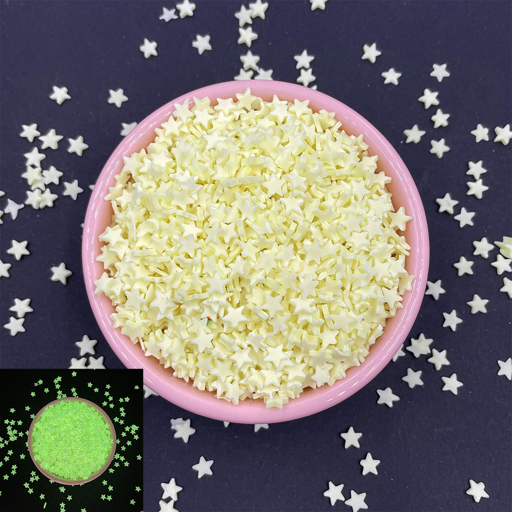 Arcilla polimérica para manualidades, lámina luminosa con forma de luna y estrella, para hacer álbumes de recortes, manualidades, manualidades, arte de uñas, Material de relleno de barro de cristal, 100g: star-light yellow
