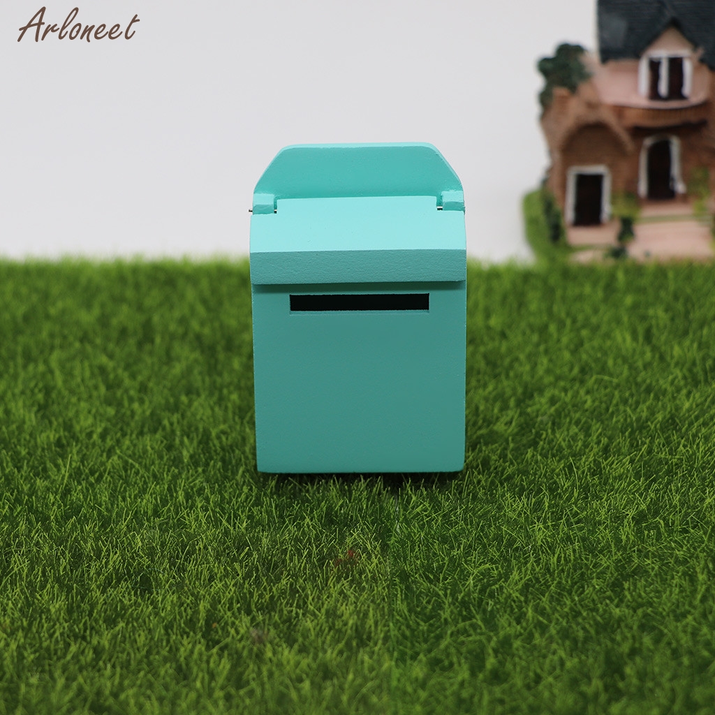 Miniatuur Houten Meubels Kleurrijke Buiten Postbus Mailbox Voor 1:12 Poppenhuis Decoratie Miniatuur Poppen Simulatie Thuis Speelgoed